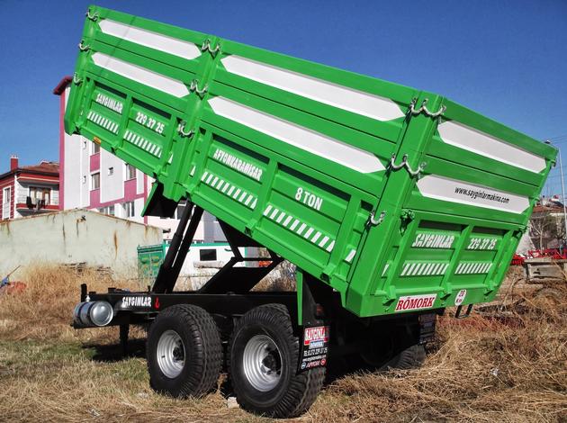 8 TONS TWO AXES TANDEM AXIS REAR TIPPING MECHANIC BRAKE TRAILOR