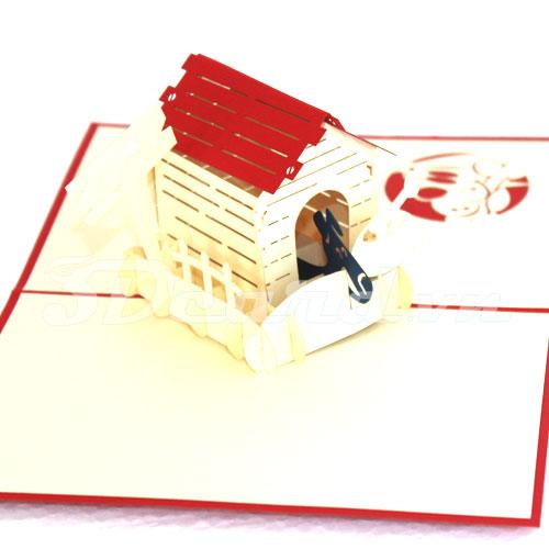 Nice Dog House 3d card-pop up card-greeting card-birthday card