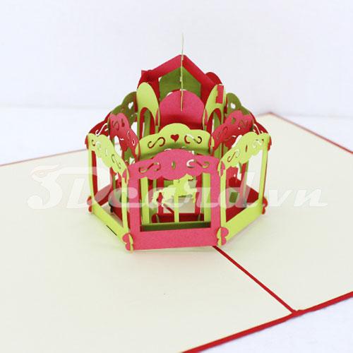 Rotation Horse 3d card-pop up card-greeting card-birthday card