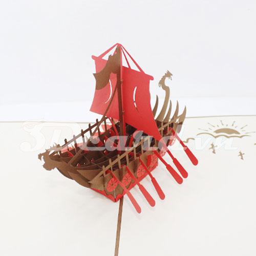 Viking ship 1 3d pop up handmade greeting card