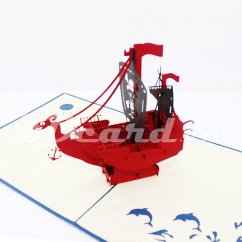 Viking ship 2 3d pop up birthday card