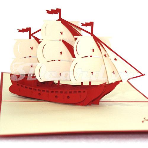 Sailboat 1-3d card-pop up card-handmade card-birthday card-greeting card