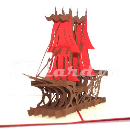 Sailboat 5 3d pop up handmade greeting card