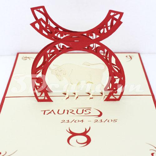 Taurus 3d card-pop up card-birthday card