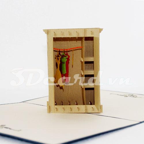 Wardrobe 3d card-pop up card-birthday card-greeting card