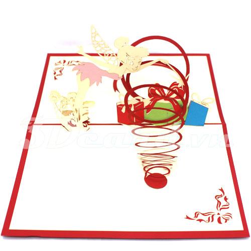 Tinker Bell & Gifts 3d card pop up card-birthday card-greeting card