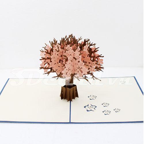 Cherry Blossom 3d card-pop up card-greeting card-handmade card