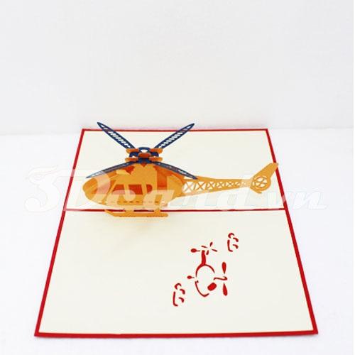 Helicopter 3d card-pop up card-greeting card-birthday card
