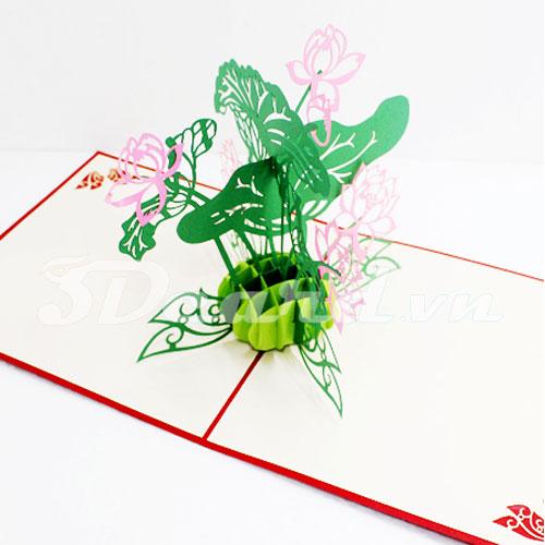 Big Lotus 3d card-pop up card-handmade card-greeting card