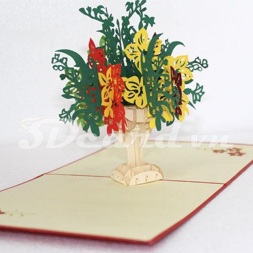 Apricot flowers 3d card-pop up card-greeting card-birthday card