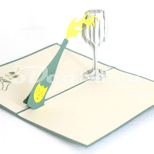 Champagne 3d pop up congratulation card