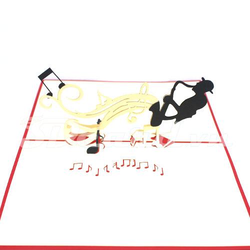 Music Jazz-3d card-pop up card-greeting card-handmade card-birthday card