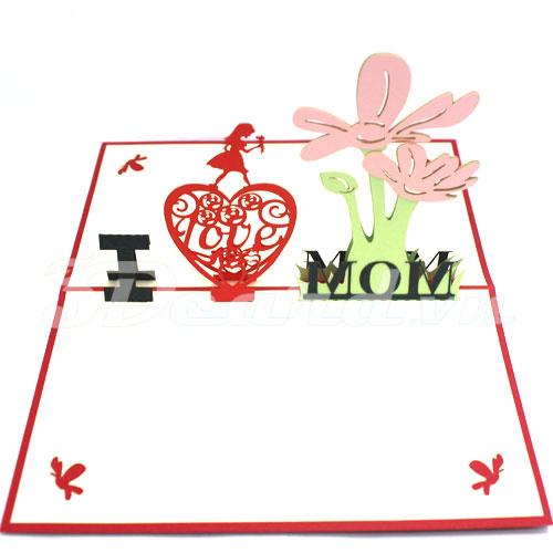 I Love Mom 2-3d card-pop up card-greeting card-handmade card