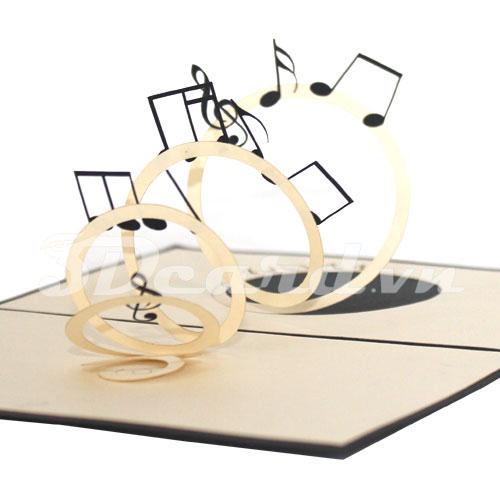 Flying Music Notes 3d card-handmade card-greeting card-birthday card