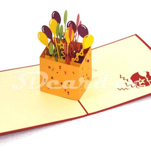 Balloon Box 3d card-pop up card-greeting card-birthday card
