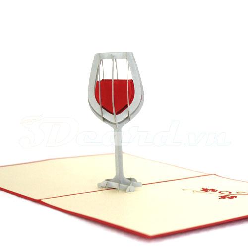 Wine Glass 3d pop up congratulation card