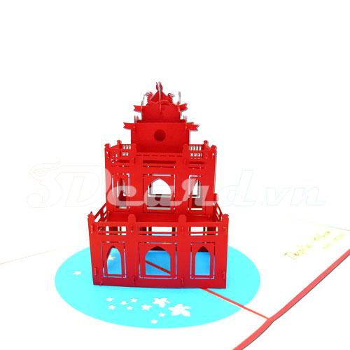 Turtle tower 3d card pop up card handmade card greeting card