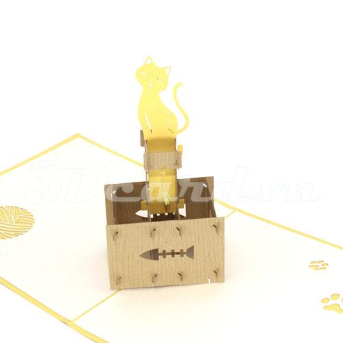 Cat house 3d card pop up card greeting card birthday card