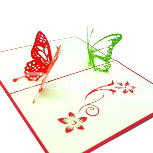 Two butterflies 3d card pop up card greeting card handmade card birthday card