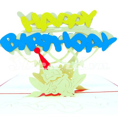 Frog 3d card pop up card birthday card birthday card