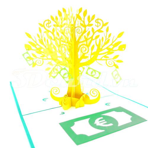 Money tree 3d card pop up card handmade card lucky card birthday card greeting card