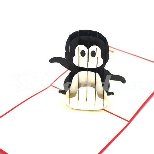Penguin 3d card-pop up card-birthday card-greeting card