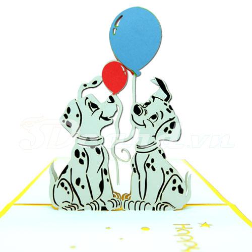 Spotted dogs 3d card pop up card greeting card