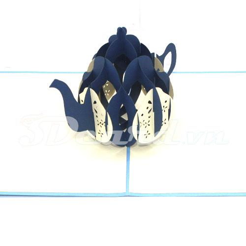 Teapot 3d card-pop up card-greeting card-birthday card