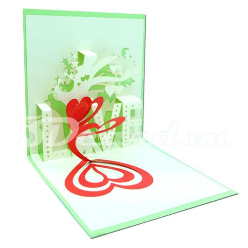 Tree love 3d card pop up card greeting card birthday card love card