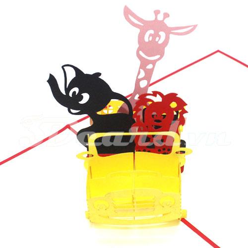 Zoo 3d card-pop up card-handmade card-greeting card