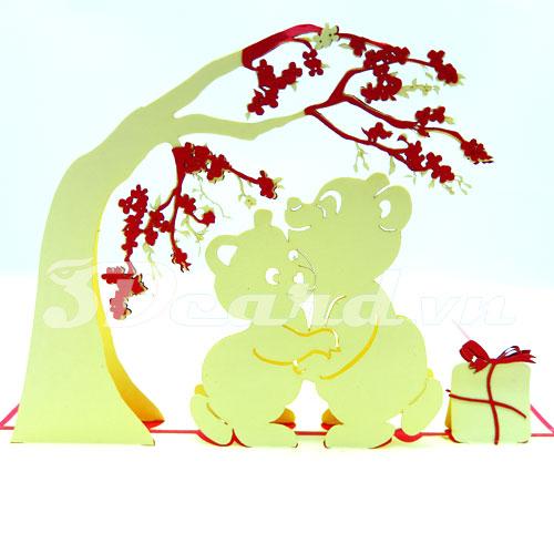 Bear love 1 3d card handmade card pop up card greeting card