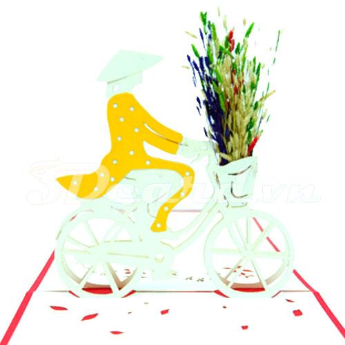 Girl & Bicycle 1 3d card pop up card greeting card handmade card birthday card
