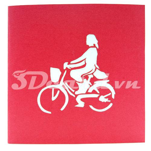 Girl Amp Bicycle 1 3d Card