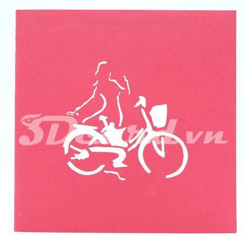 Girl Amp Bicycle 2 3d Card