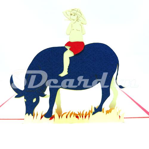 Buffalo & baby 3d card pop up card handmade card greeting card birthday card