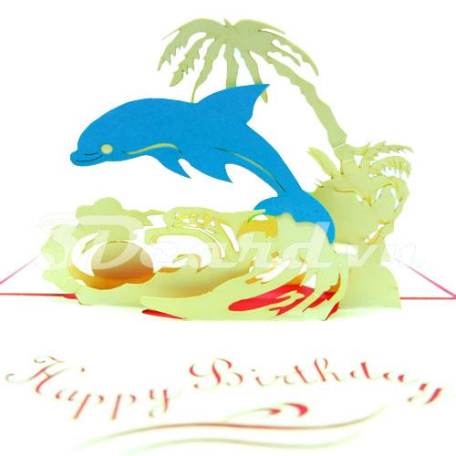 Dolphin 3d card pop up card greeting card handmade card