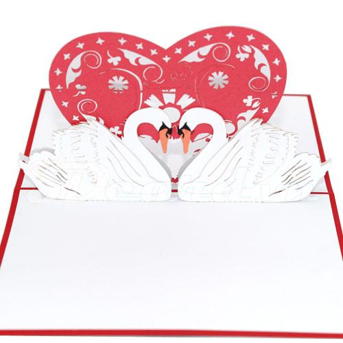Swan couple 3 3d card pop up card love card birthday card greeting card