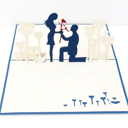 Propose 3d pop up love card-wedding card-wedding invitation