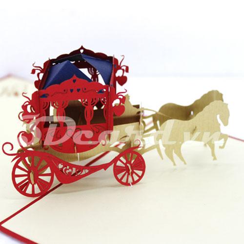 Wedding Horses 3d pop up wedding card-wedding invitation