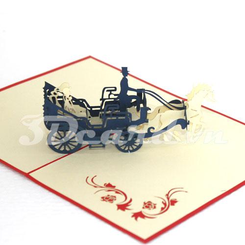 Wedding Carriage 3d pop up wedding card-wedding invitation