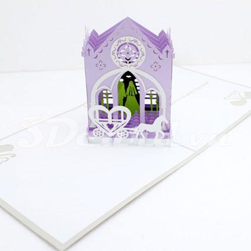 Wedding Church 3d pop up wedding card-wedding invitation