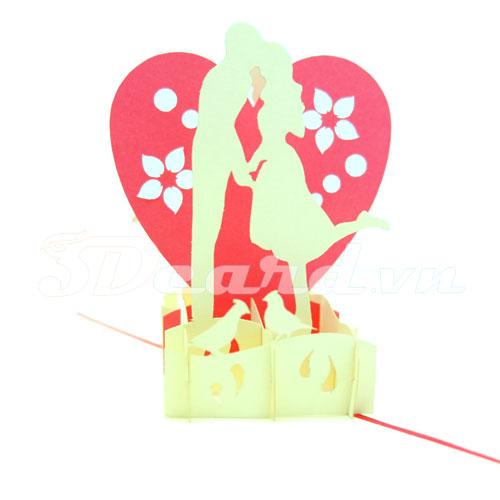 Couple with big heart 3d card pop up card love card greeting card
