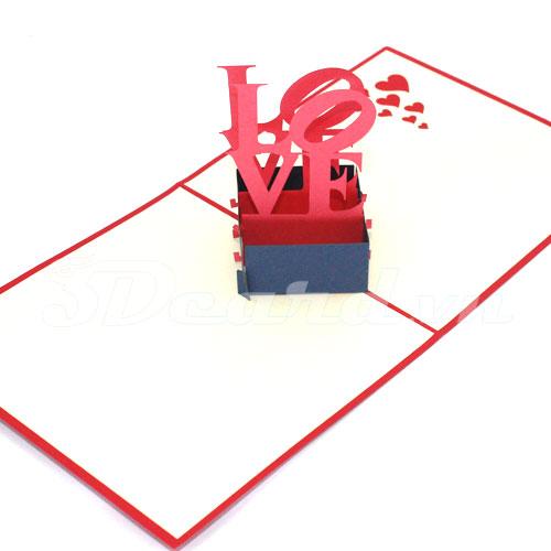 Love 3-3d pop up handmade love card