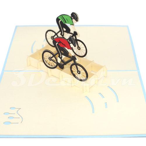 Cyclist 3d pop up handmade greeting card