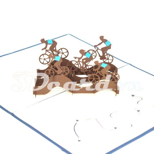 Cyclist team 3d pop up sport card