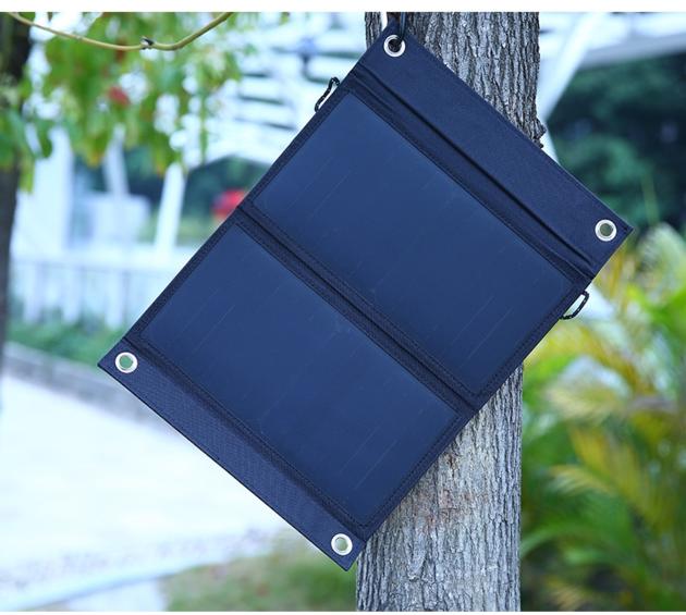 3prosper 5V 18W Solar Charger Waterproof Leather Foldable Solar Panel Dual USB Ports