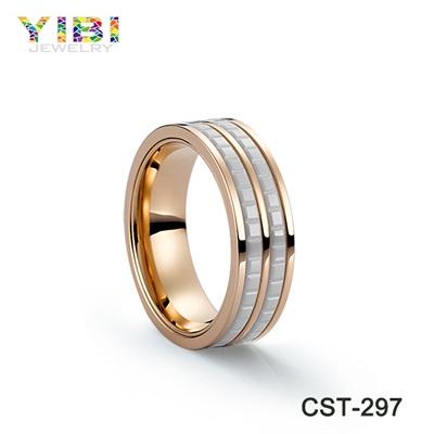 jewelries combined gold plated ring ceramic stainless ring for men