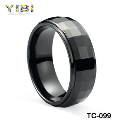 New Design Fashion Jewelry Black Multi-Faced Tungsten Ceramic Ring