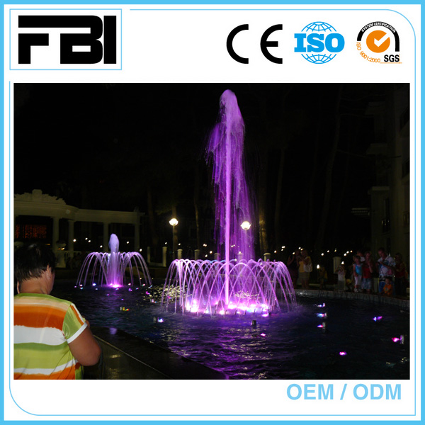 colorful water fountain with rectangular pool