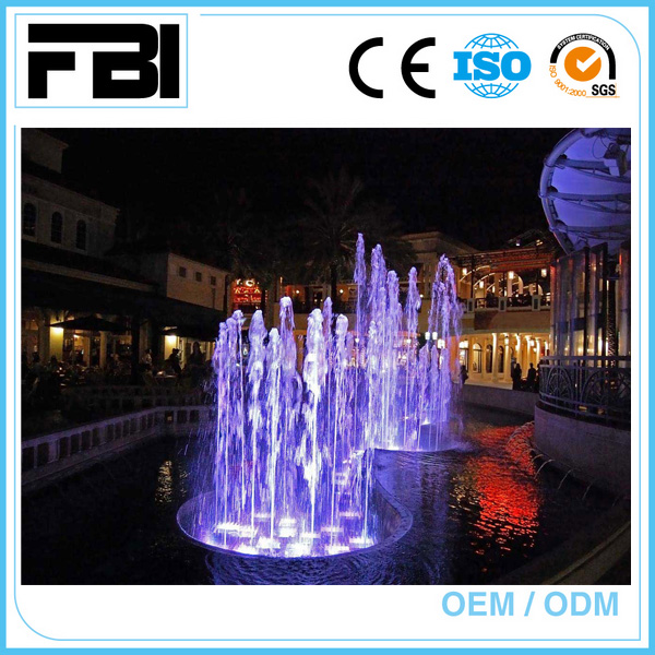 music dancing fountain circle in artificial river